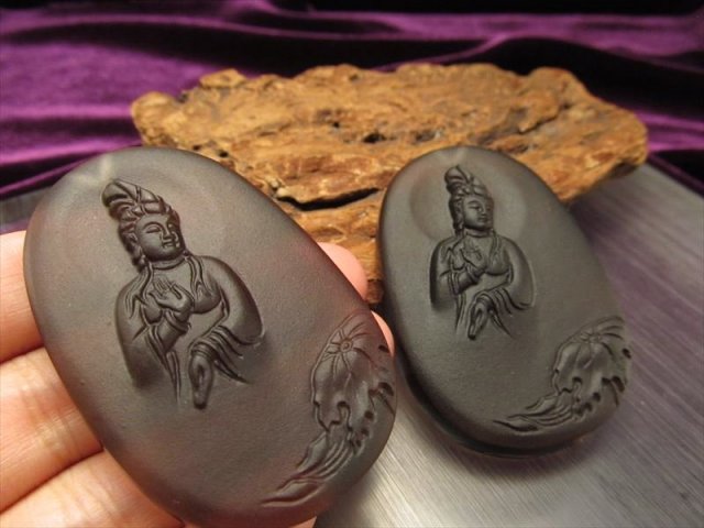 激安宣言 透明オブシディアン 黒曜石 白衣観音彫り カービングプレート タイプB フロストタイプ 縦約56mm メキシコ産 geki-obG19 パワーストーン 天然石