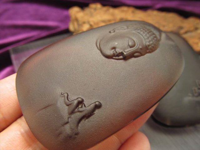 激安宣言 透明オブシディアン 黒曜石 仏の御尊顔彫り カービングプレート タイプB フロストタイプ 縦約58mm メキシコ産 geki-obG22 パワーストーン 天然石