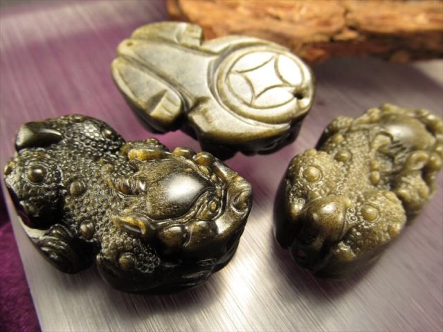 激安宣言 ゴールデンシャインオブシディアン(黒曜石) 貔貅(ヒキュウ)タンブル 縦約40mm メキシコ産 geki-obG45