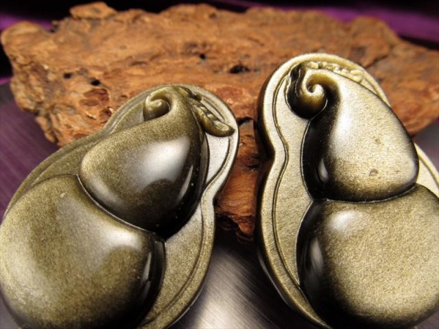 激安宣言 ゴールデンシャインオブシディアン（黒曜石） 瓢箪