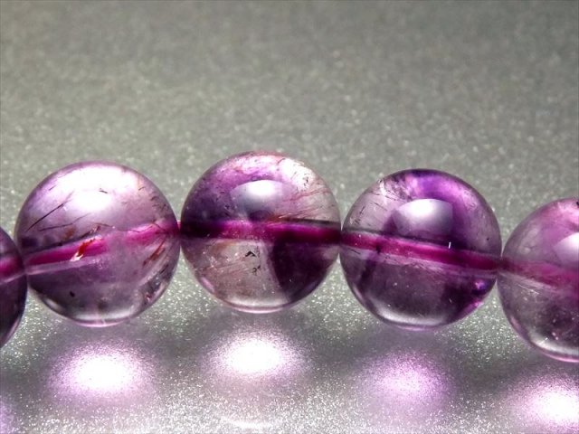 透明紫 4A アメジストエレスチャル ブレスレット 11.5-12ミリ×18珠 紫水晶 一点もの パワーストーン ブラジル産 bl-