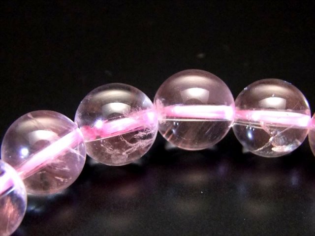 希少 ピンクエンジェルラダークォーツ ブレスレット 12.9㎜ レア希少石ピンクエンジェルラダークォーツ・宝石質天然ルビー・インカ