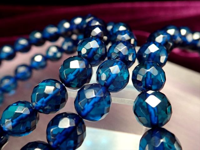 ♡太古のエネルギー♡花琥珀入り♡大玉ブルーアンバーブレスレット