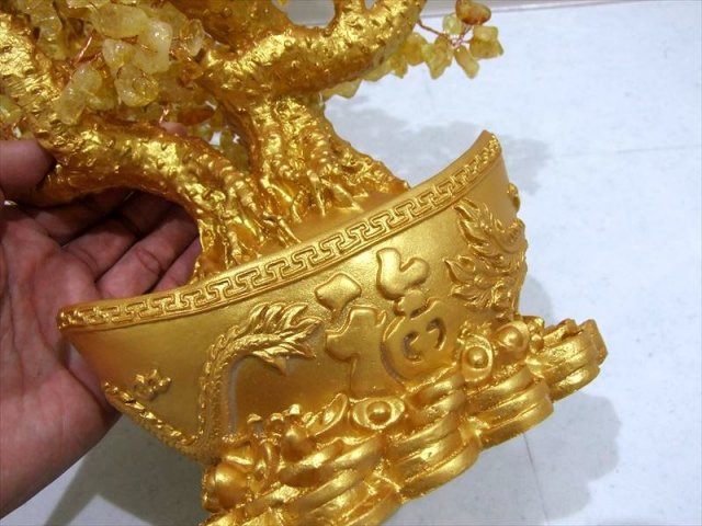 元宝タイプ 大 招財樹 シトリン 金のなる木 縦約30cm 黄水晶 風水