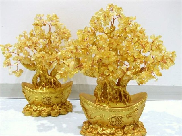 元宝タイプ(大) 招財樹 シトリン 金のなる木 縦約30cm 黄水晶