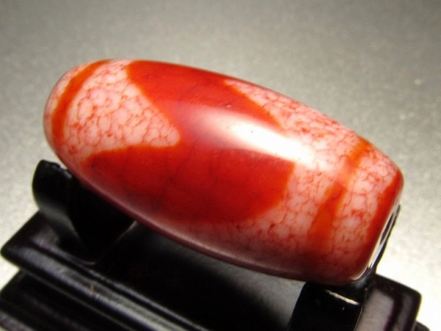 現品撮影の1個 虎牙老鉱龍紋天珠 小サイズ 約32mm 1個売り チベット発祥の厄除け・開運お守り パワーストーン 天然石