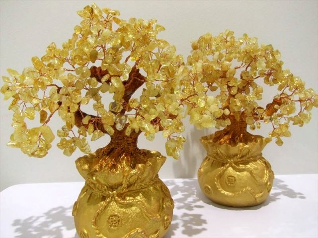 招財樹 シトリン 金のなる木 大 縦約27cm 黄水晶 風水アイテム インテリアやプレゼントに 天然石ツリー最強金運アップパワーストーン