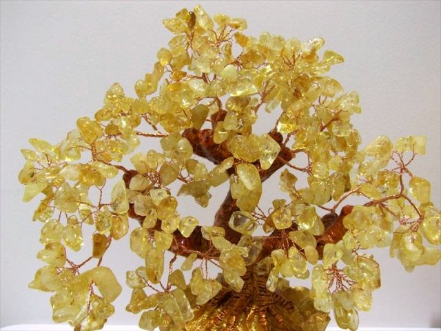 招財樹 シトリン 金のなる木 大 縦約27cm 黄水晶 風水アイテム