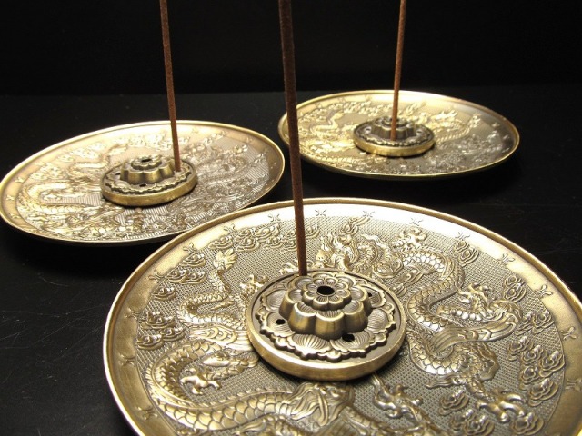 双龍 ツインドラゴン 福が上がるお香立て 合金製 スティックタイプ コーンタイプ共用 便利な2点セット inmy パワーストーン 天然石