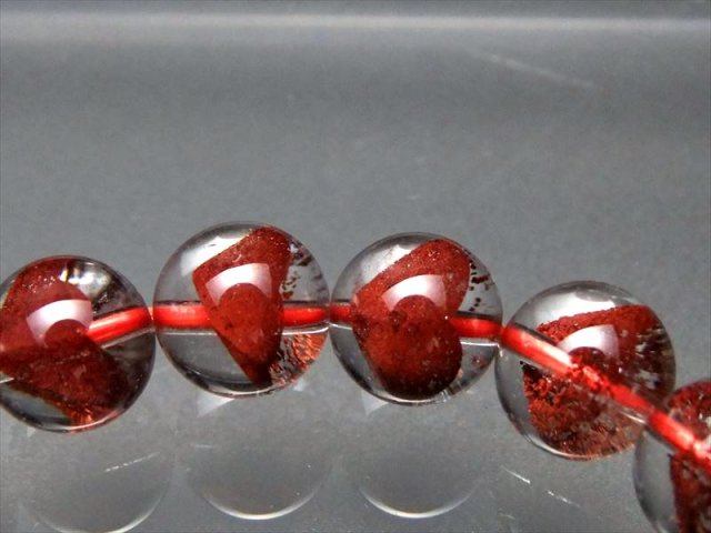 極上5A レッドファントムクォーツ 赤幻影水晶 ブレスレット 9.5mm-10mm