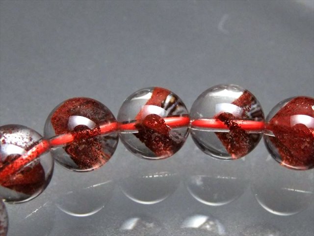 極上5A レッドファントムクォーツ 赤幻影水晶 ブレスレット 9.5mm-10mm