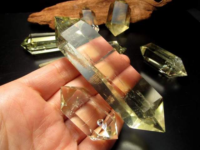 超透明 4A シトリン ダブルポイント 双剣 重さ 100g-110g 黄水晶 ブラジル産 パワーストーン 天然石