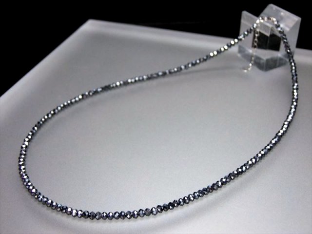 テラヘルツ鉱石 ボタンカット ネックレス 幅約3mm 長さ約40cm+3cm