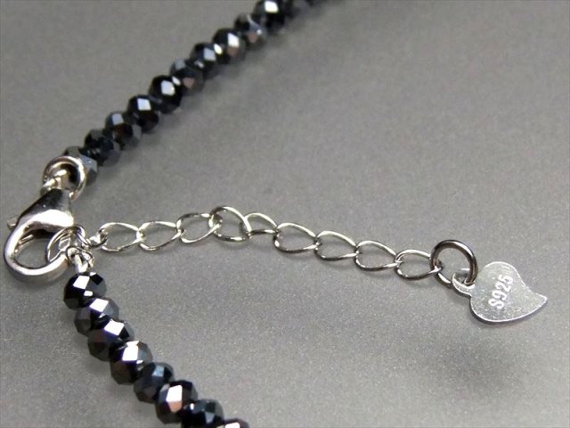 【asak】テラヘルツネックレス 約40cm レディース3ミリ珠 テラヘルツ鉱石 ボタンカット ネックレス 幅約3mm 長さ約40cm+3cm