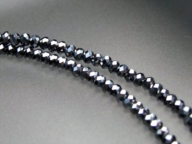 テラヘルツ鉱石 ボタンカット ネックレス 幅約3mm 長さ約40cm+3cm