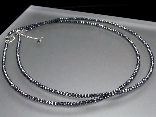 テラヘルツ鉱石 ボタンカット ネックレス 幅約3mm 長さ約40cm+3cm