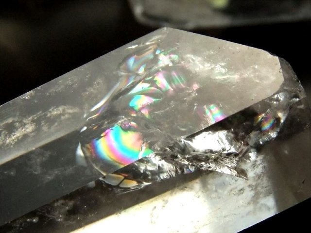 やみつき水晶ポイント 天然水晶ポイント 160g-180g 虹・ラダー