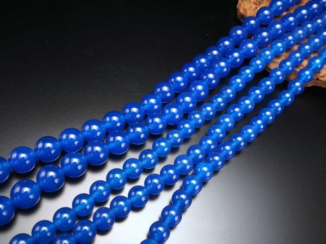 約8mm-8.5mm珠 ブルーアゲート 一連 約38cm-40cm 青瑪瑙 天然石