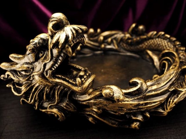 大サイズ アンティークゴールド ドラゴン置物 高さ 約95mm 最大幅 約195mm 大迫力 金龍(ドラゴン)置物 大吉開運 大きな夢の実現