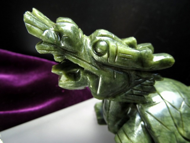 財運を高める瑞獣 サーペンティン 龍亀(ロングイ) 彫刻置物 350g-450g 