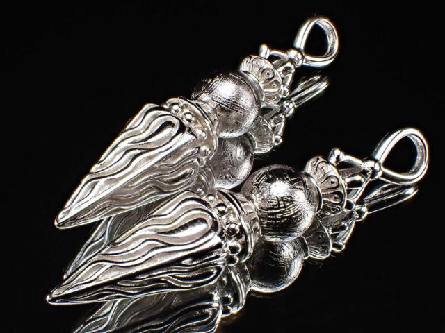 激安宣言 ギベオン 丸玉付き プルパ 金剛杭 ペンダントトップ タイプE 縦約46mm 1個売り バチカン含む SILVER925 ナミビア・ハルダブ州産 geki-met2F50