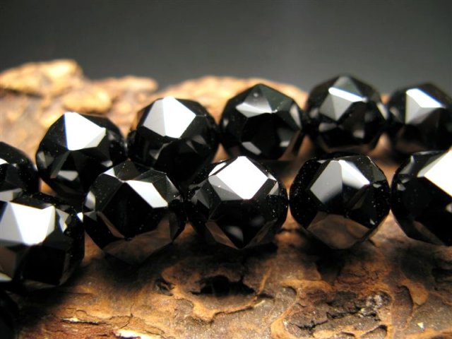 4A 10mm珠 ブラックスピネル スターカット 一連 約38-40cm 希少 パワーストーン 天然石
