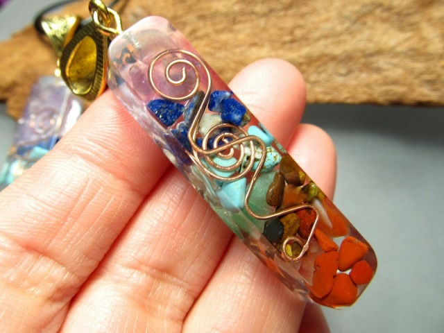 7種チャクラ対応 オルゴナイト ペンダント スリムタイプ ネックレス用