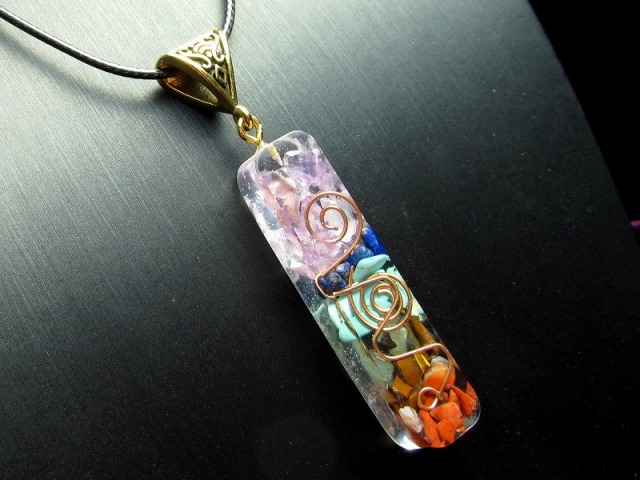 7種チャクラ対応 オルゴナイト ペンダント スリムタイプ ネックレス用