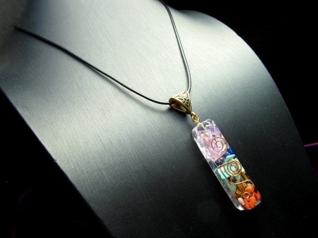 7種チャクラ対応 オルゴナイト ペンダント スリムタイプ ネックレス用