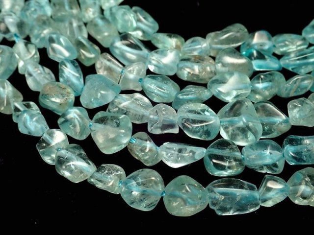 粒サイズ約5mm-7mm スカイアパタイト タンブル連 一連 約38-40cm 燐灰石 ブラジル産