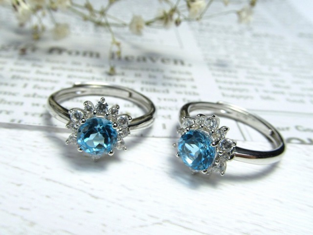 スイスブルートパーズ リング ブリリアントカット フリーサイズ 12号