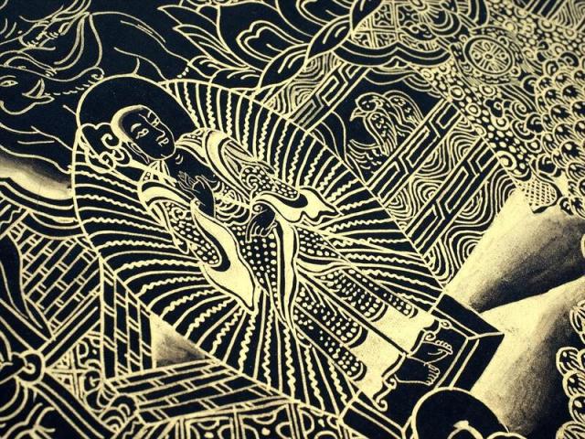 本物 曼荼羅 マンダラ サイズ約77×58cm 肉筆 手書きの精密画 曼陀羅