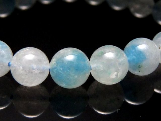透明 5A グラノブラスチック・ブルーラインクォーツ ブレスレット 8mm-8.5mm×23珠 絞り染めのような天然クォーツァイト アフガニスタン産