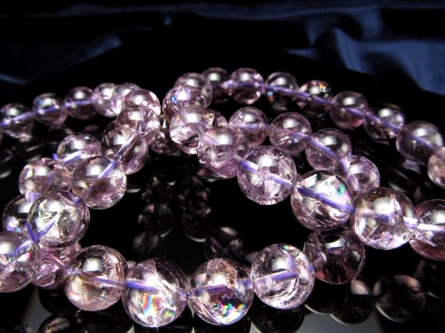 美麗 虹入り ラベンダーアメジスト ブレスレット 11mm-11.5mm×18