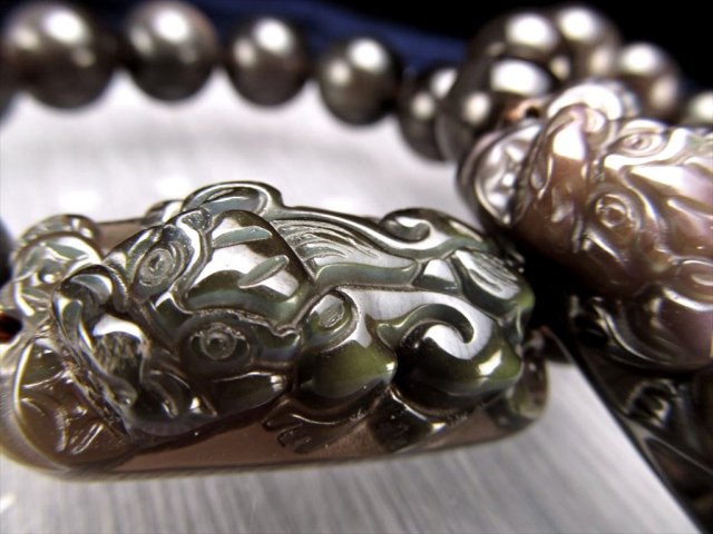 レインボーオブシディアン 貔貅 ブレスレット 珠サイズ約12mm×14珠前後