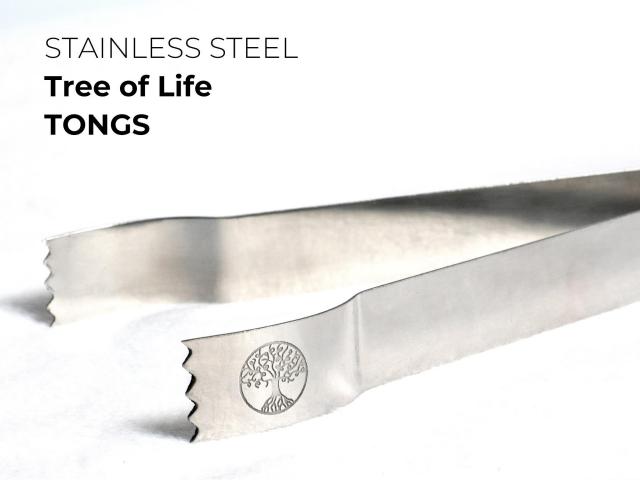 ステンレス製 ミニトング ツリーオブライフ刻印 長さ約15cm セージ・パロサント・粉末香・チップ香など焚くときに便利な金属製トング パワーストーン 天然石