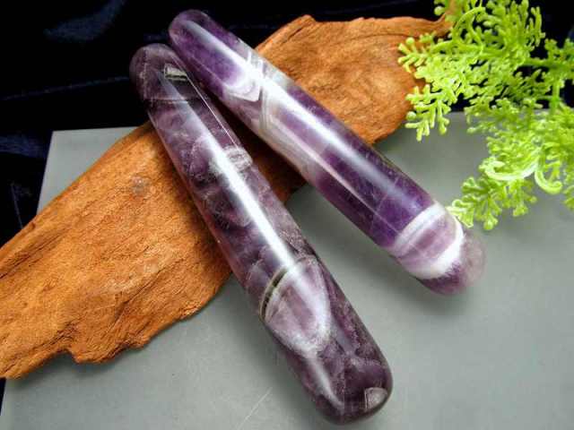 ディープ シェブロン アメジスト マッサージ棒 長さ約101mm前後 太さ約