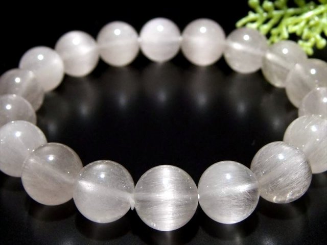 【激レア】ホワイトルチルクォーツ10mm キャッツアイ珠有り 5A ホワイトアッシュキャッツアイルチルクォーツ
