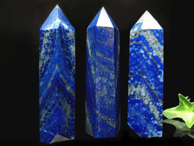 3A 濃い青 ラピスラズリ 六角柱 ポイント 1個売り 重さ 30g-40g 青金石 アフガニスタン産