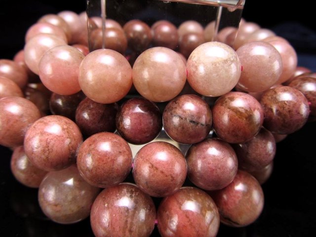 純国産 ラブシリカAA 天然ロードナイトシリカ ブレスレット 証明書付き 約8.5mm-9mm×21珠前後 最愛のパートナーを見つける石 薔薇輝石と水晶の混合石