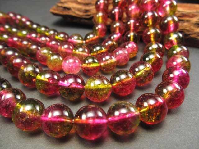 激安宣言 約8mm珠 ウォーターメロン クリスタル 人工石 一連 約38-40cm 透明感抜群 鮮やかピンク&グリーン rn-s geki-sak パワーストーン 天然石