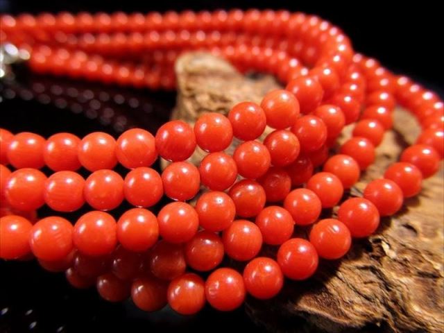 天然レッドコーラル ワイヤーブレスレット 約3mm-3.5mmハイクオリティワイヤーブレスレット 極上紅珊瑚 真っ赤な朱色 Silver925 イタリア産