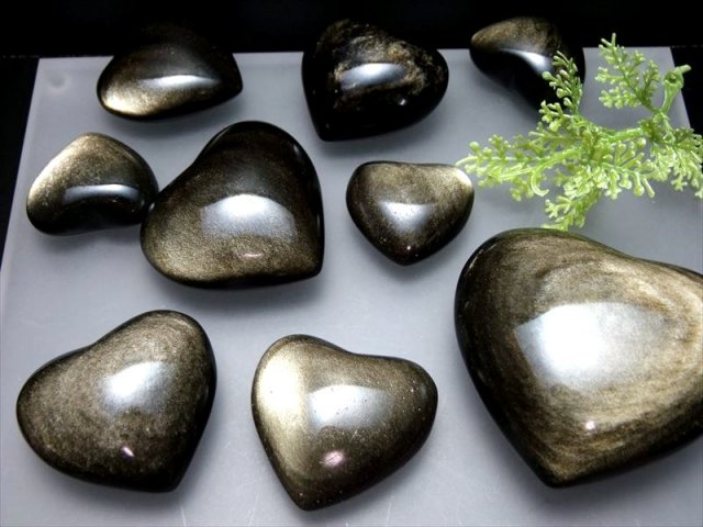 1個売り【ゴールデンシャインオブシディアン(黒曜石)ハート型 タンブル