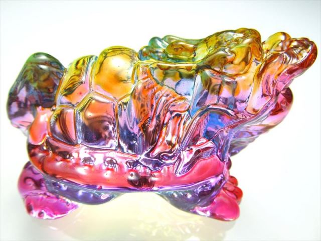 1個売り レインボーカラー ロングイ アクリル製 置物 幅約60mm×35mm 重さ約70g前後 財運を高める瑞獣 インテリアに 龍亀