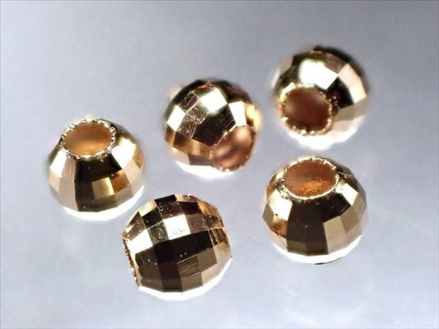 18金ゴールドカットビーズ 約3mm 穴径約0.6mm 1セット5個入り デザインブレスのサイズ調整 アクセントに 18KRND003 pa-p パワーストーン 天然石