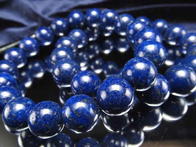 3A ラピスラズリ(青金石) ブレスレット 約12mm-12.5mm×17珠前後 瑠璃色 