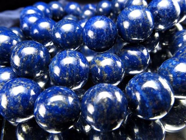 3A ラピスラズリ(青金石) ブレスレット 約12mm-12.5mm×17珠前後 瑠璃色 
