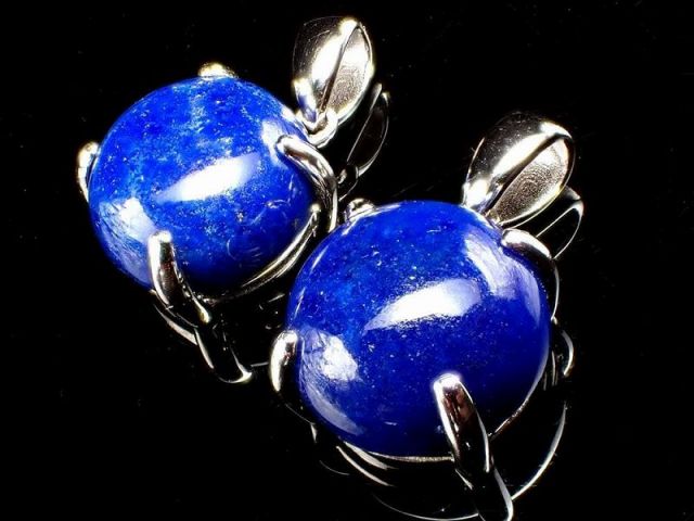 4A ラピスラズリ ラウンド型 ペンダントトップ 石サイズ縦約12mm 高級感ある濃紺 ぷっくりラウンド型 9月の誕生石 SILVER925 アフガニスタン産