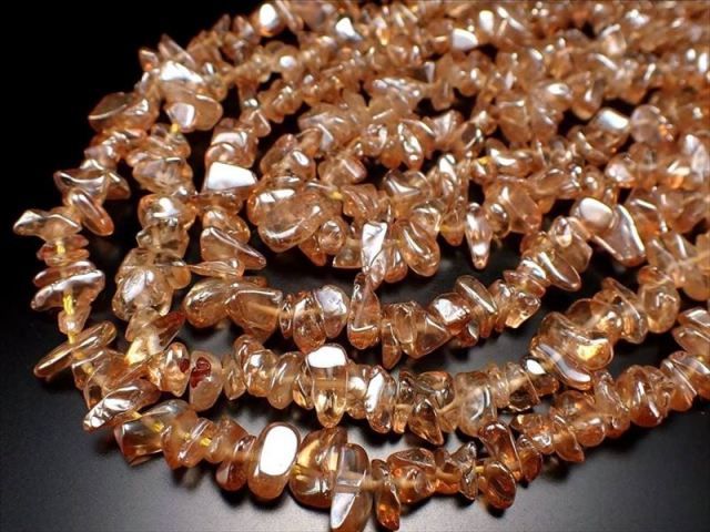 約5mm-12mmゴールデンオーラ さざれ連 一連約36cm-39cm 美しい光沢 さざれ ビーズ ハンドメイド ブラジル産