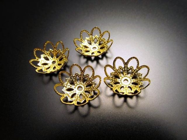 花型飾り金具メタルパーツ ゴールド 約12mm 約100個入り G2